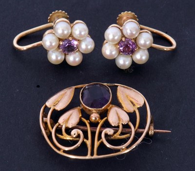 Lot 261 - Mixed Lot: Art Nouveau style amethyst open...