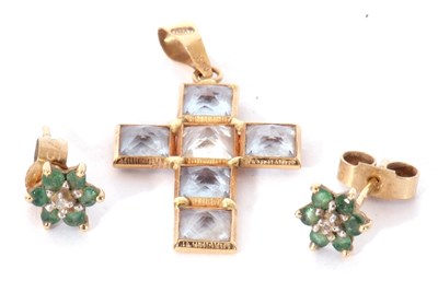 Lot 286 - Mixed Lot: pair of small emerald and diamond...