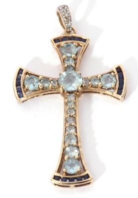 Lot 287 - Modern 9k stamped cross pendant featuring 18...