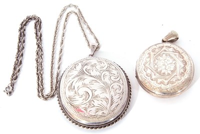 Lot 308 - Mixed Lot: large silver hinged locket of oval...