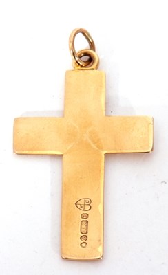 Lot 203 - 9ct gold cross pendant of plain polished...