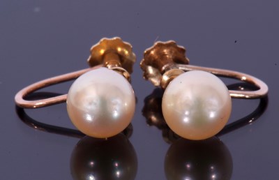 Lot 326 - Pair of 9ct stamped faux pearl earrings with...