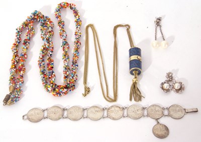 Lot 345 - Mixed Lot: a multi-coloured bead necklace, a...