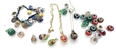 Lot 370 - Mixed Lot: modern enamel egg pendant lockets...