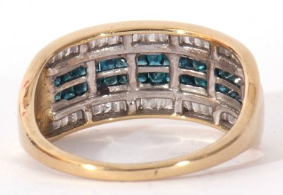 Lot 95 - Modern 9ct gold diamond and light blue stone...