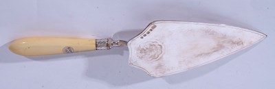 Lot 37 - Victorian silver and ivory mounted trowel...