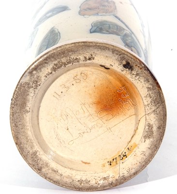 Lot 43 - Martin Bros stoneware vase of cylindrical form...