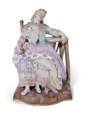 Lot 45 - Large Meissen 19th century figure of Sleeping...