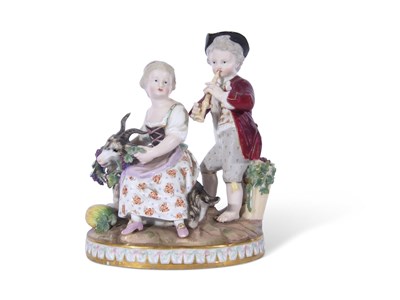 Lot 46 - 19th century Meissen group of two children,...