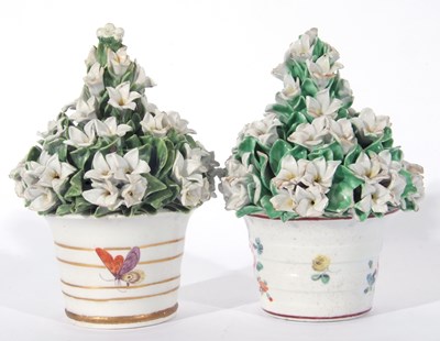 Lot 57 - Two Derby porcelain flower pots with ceramic...