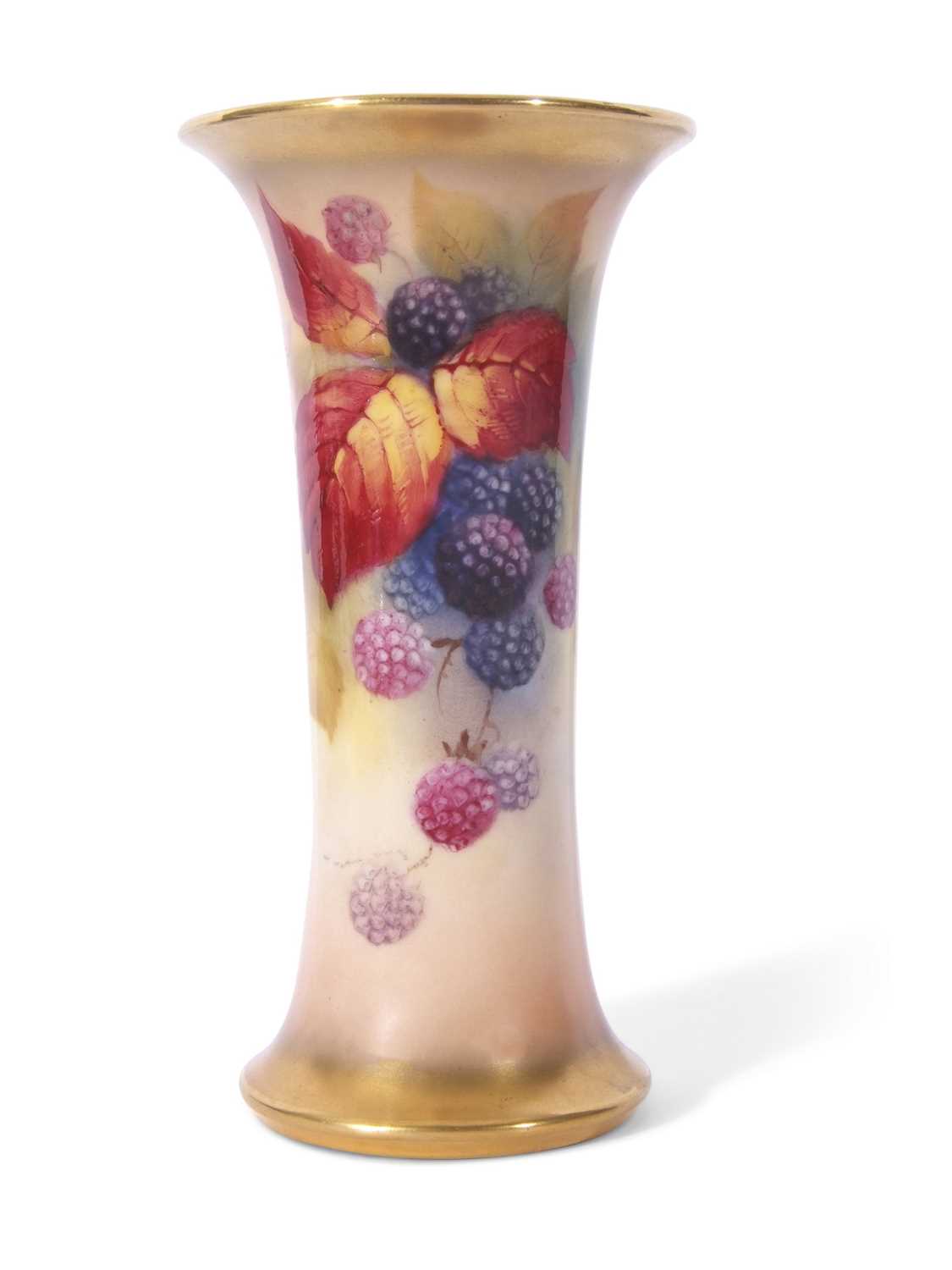 Lot 80 - Royal Worcester cylindrical vase with everted...