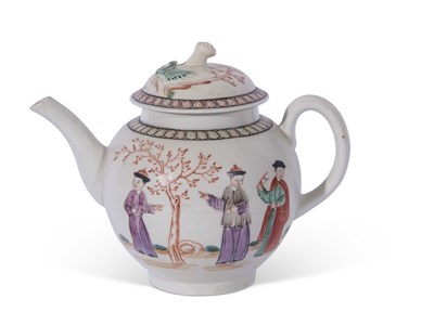 Lot 102 - Lowestoft porcelain tea pot, circa 1780, with...