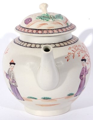 Lot 102 - Lowestoft porcelain tea pot, circa 1780, with...