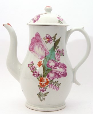 Lot 111 - Lowestoft porcelain coffee pot and cover,...