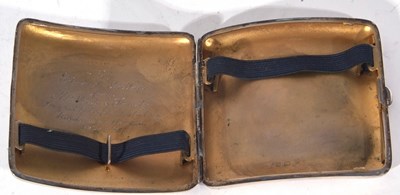 Lot 47 - George V silver cigarette case of hinged and...