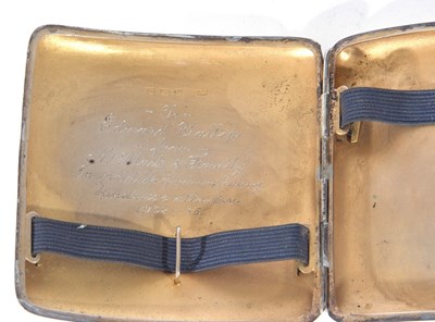 Lot 47 - George V silver cigarette case of hinged and...