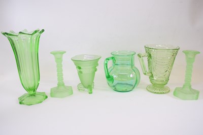 Lot 99 - Group of uranium glasswares comprising; celery...