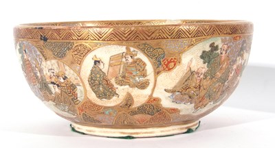 Lot 129 - Satsuma bowl with typical gilt decoration, the...