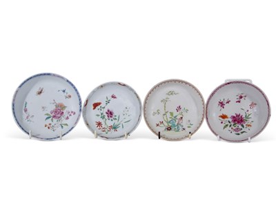 Lot 131 - Group of four Chinese porcelain saucers,...