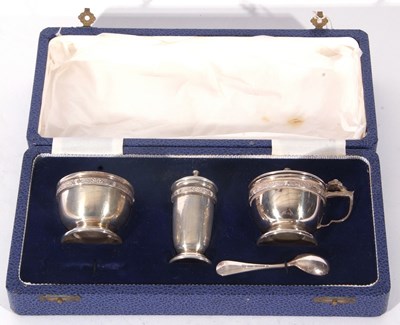 Lot 49 - Queen Elizabeth II silver three piece cruet...