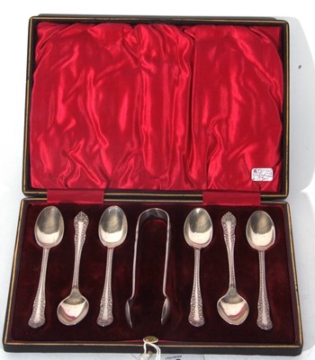 Lot 50 - Set of six Edward VII silver tea spoons and...