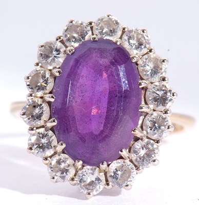 Lot 169 - Large amethyst and diamond set dress ring, the...