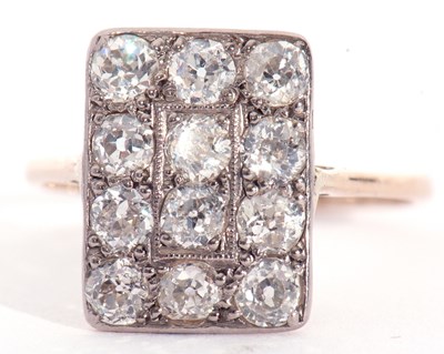 Lot 174 - Art Deco diamond cluster ring, the rectangular...