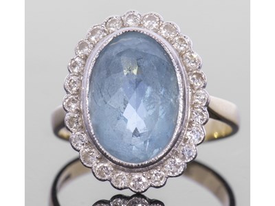 Lot 178 - Large aquamarine and diamond cluster ring, the...