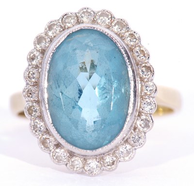 Lot 178 - Large aquamarine and diamond cluster ring, the...