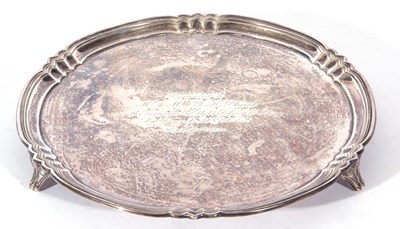 Lot 56 - George V silver waiter tray of circular form...