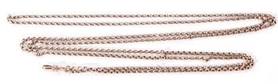 Lot 227 - 10ct stamped belcher link guard chain and clip,...