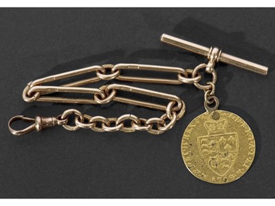 Lot 246 - 15ct gold watch chain with T-bar fitting with...