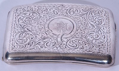 Lot 6 - George V silver cigarette case of curved...