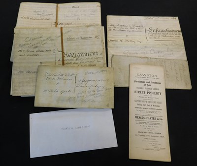 Lot 563 - Small box: vellum and other documents of local...
