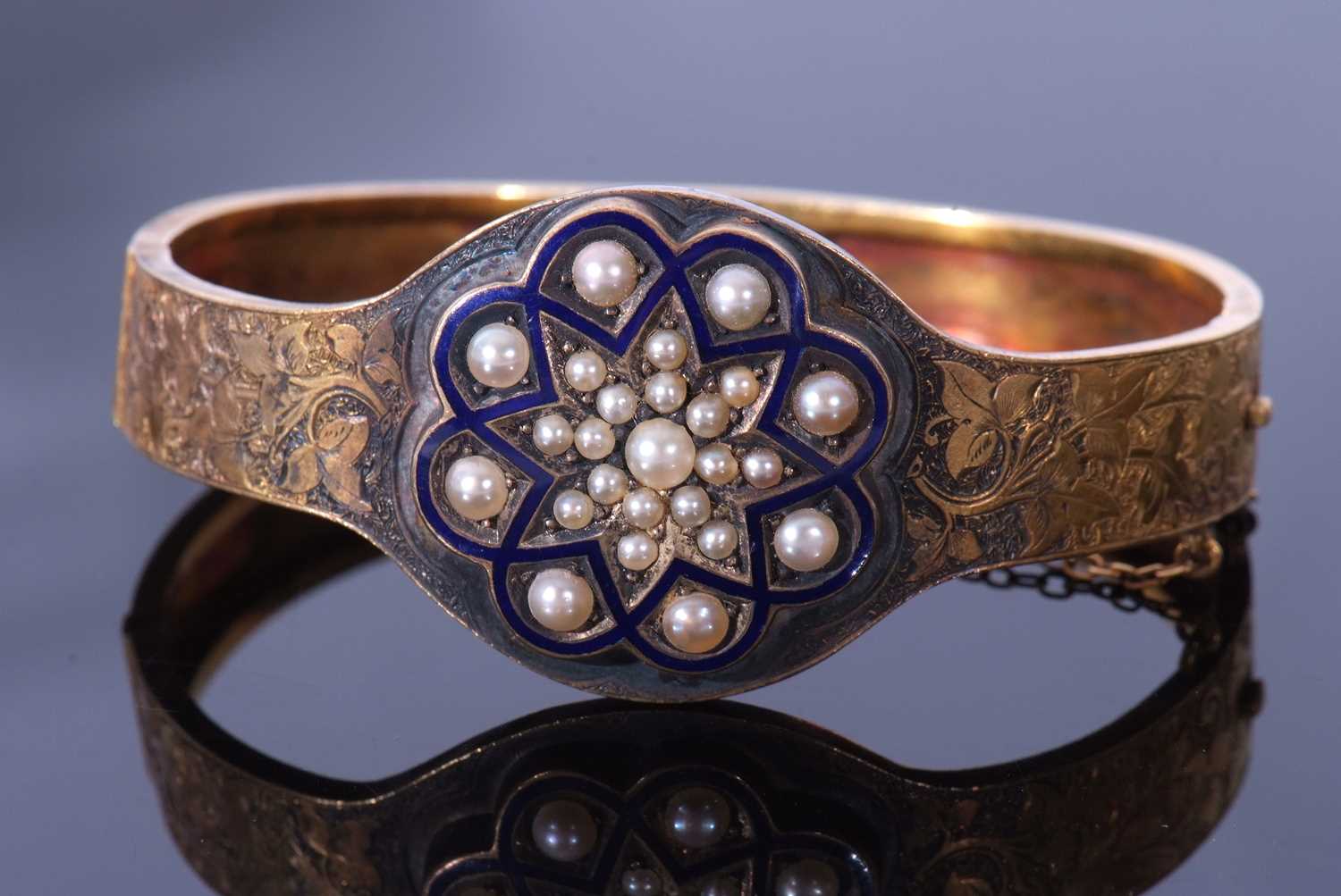 Lot 259 - Early 20th century enamel and seed pearl...