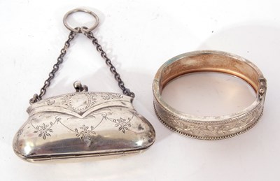 Lot 104 - Mixed Lot: a silver purse formed as a handbag,...