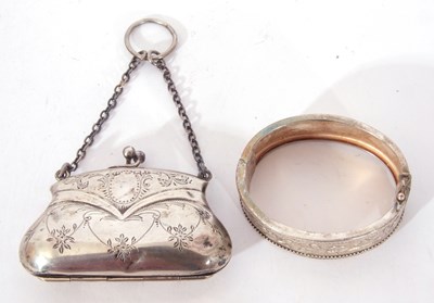 Lot 104 - Mixed Lot: a silver purse formed as a handbag,...