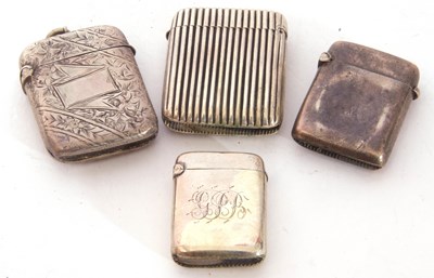 Lot 106 - Four various silver vesta cases of hinged...