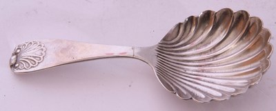 Lot 143 - George IV silver caddy spoon with shell formed...