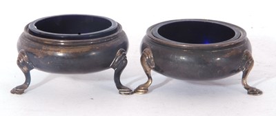 Lot 145 - Pair of 18th century silver three footed salts...