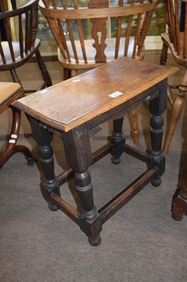 Lot 315 - Antique oak joint stool raised on turned legs,...