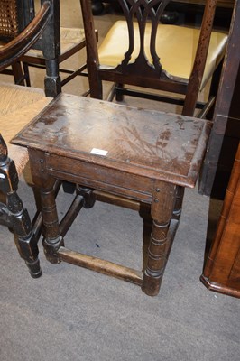 Lot 329 - Antique oak joint stool, raised on turned legs,...