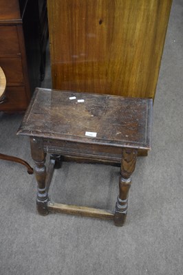 Lot 319 - Antique oak joint stool, rectangular top over...