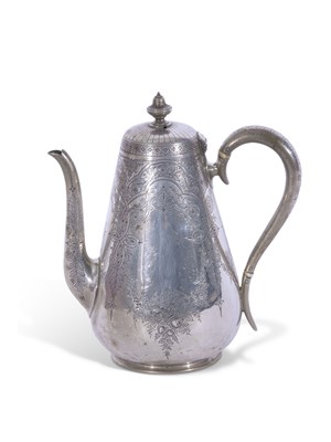 Lot 306 - Victorian silver coffee pot of tapering...