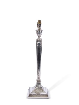 Lot 316 - Large late Victorian silver encased table lamp...