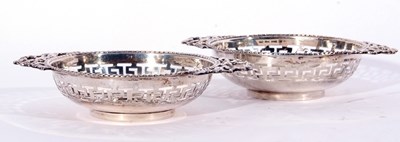 Lot 325 - Pair of George V silver bon-bon dishes of...