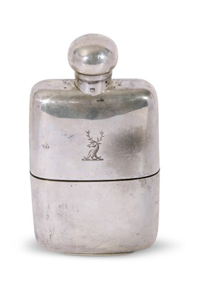 Lot 349 - Edwardian silver spirit flask of curved...