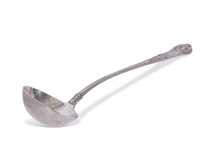 Lot 351 - Heavy Victorian silver soup ladle in double...