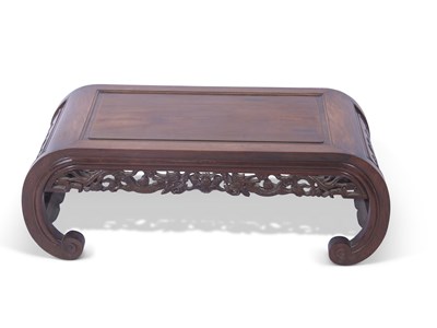 Lot 418 - Chinese hardwood low table with swept...