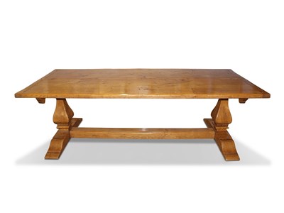 Lot 432 - 20th century oak refectory dining table, the...